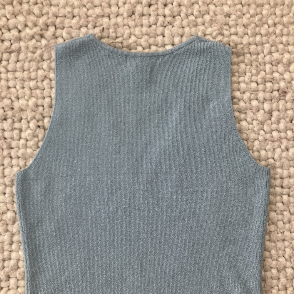 Y2K The Limited Ribbed Tank Top Deep V Blue Medium Preppy Academia‎ - Picture 6 of 10